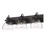6_Hines 25 1/8" Wide Matte Black Bath Fixture With Clear Glass more views