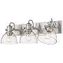 1_Hines 25 1/8" Wide Pewter 3-Light Bath Light with Seeded Glass