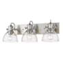 2_Hines 25 1/8" Wide Pewter 3-Light Bath Light with Seeded Glass more views
