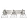 3_Hines 25 1/8" Wide Pewter 3-Light Bath Light with Seeded Glass more views
