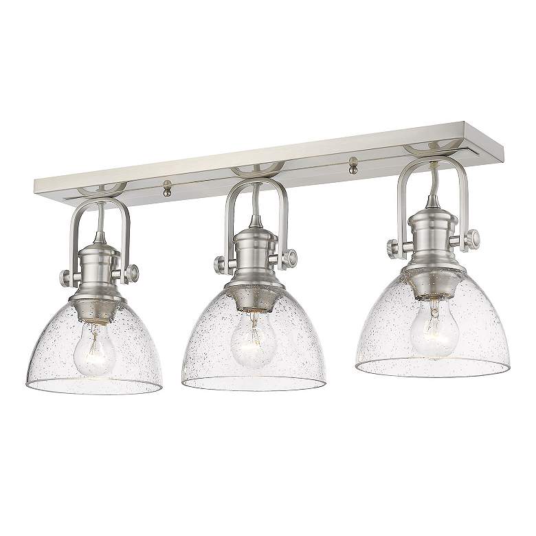 Image 4 Hines 25 1/8" Wide Pewter 3-Light Bath Light with Seeded Glass more views