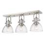 4_Hines 25 1/8" Wide Pewter 3-Light Bath Light with Seeded Glass more views