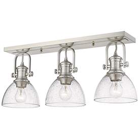 Image5 of Hines 25 1/8" Wide Pewter 3-Light Semi-Flush With Seeded Glass more views