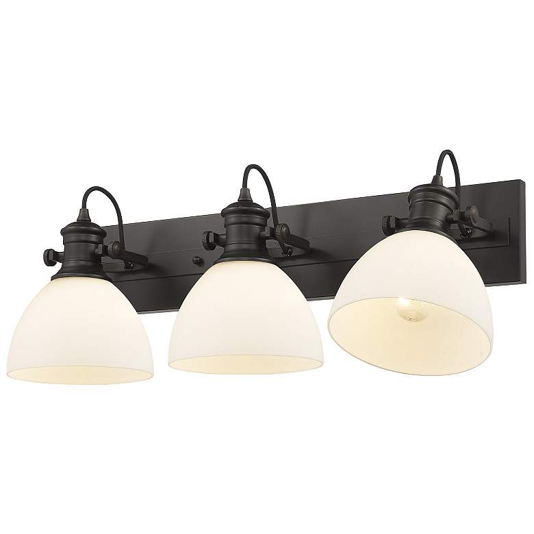 Image 2 Hines 25 1/8" Wide Rubbed Bronze 3-Light Semi-Flush With Opal Glass