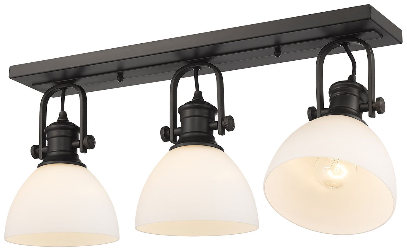 Image 4 Hines 25 1/8" Wide Rubbed Bronze 3-Light Semi-Flush With Opal Glass more views