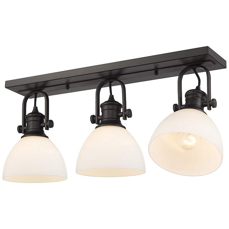 Image 4 Hines 25 1/8" Wide Rubbed Bronze 3-Light Semi-Flush With Opal Glass more views