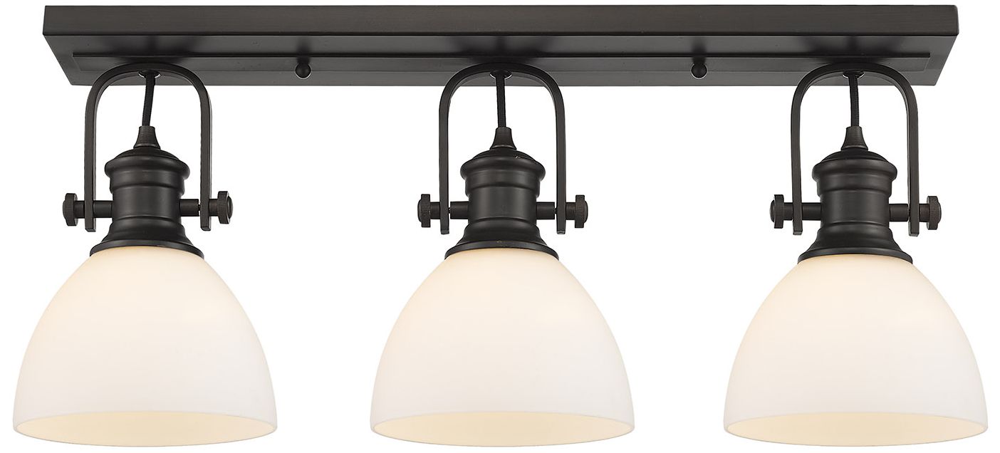 Image 5 Hines 25 1/8" Wide Rubbed Bronze 3-Light Semi-Flush With Opal Glass more views