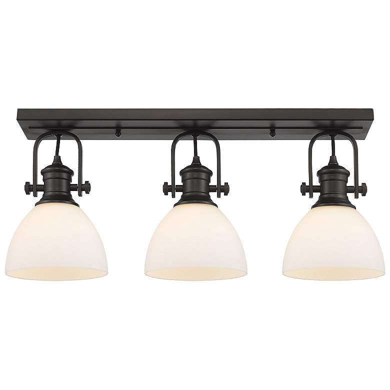 Image 5 Hines 25 1/8" Wide Rubbed Bronze 3-Light Semi-Flush With Opal Glass more views