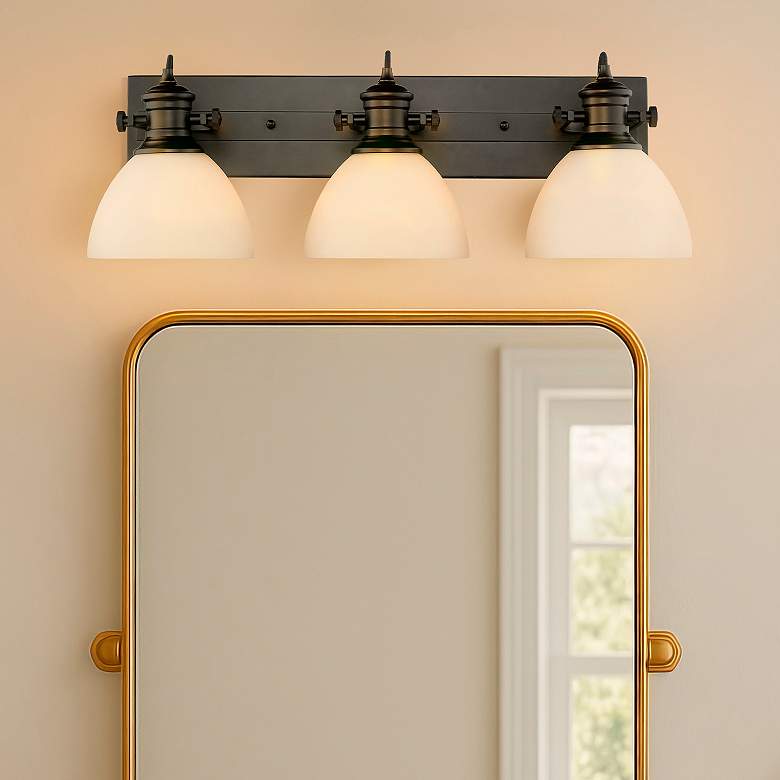 Image 1 Hines 25 1/4" Wide Matte Black 3-Light Vanity Bath Light