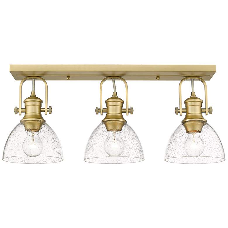 Image 1 Hines 3-Light Semi-Flush in Brushed Champagne Bronze with Seeded Glass