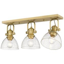 Hines 3-Light Semi-Flush in Brushed Champagne Bronze with Seeded Glass