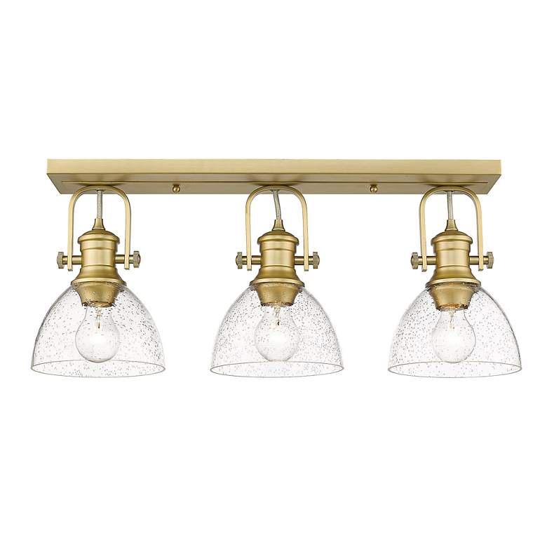 Image 2 Hines 3-Light Semi-Flush in Brushed Champagne Bronze with Seeded Glass more views
