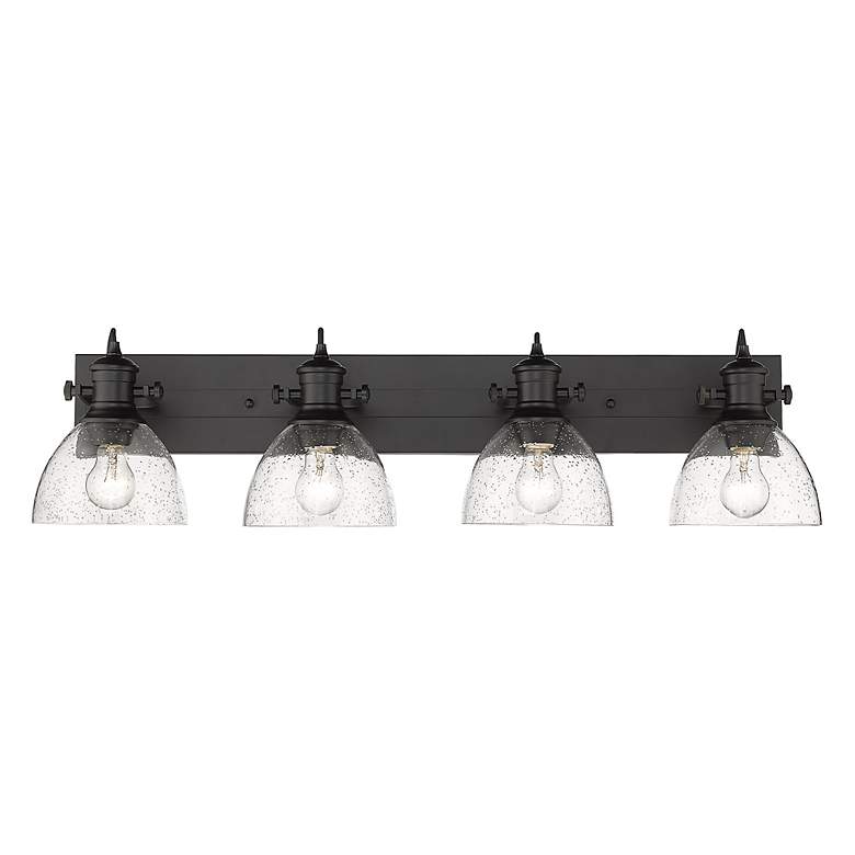 Image 3 Hines 34 1/2" Wide 4-Light Matte Black and Seeded Glass Bath Light more views