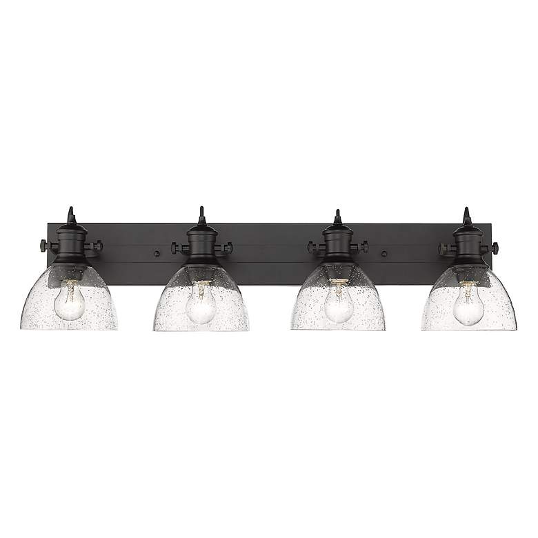 Image 3 Hines 34 1/2 inch Wide 4-Light Matte Black and Seeded Glass Bath Light more views