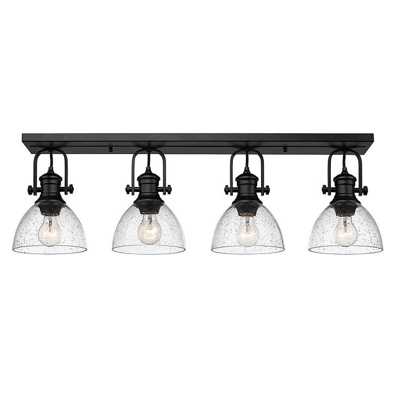 Image 5 Hines 34 1/2" Wide 4-Light Matte Black and Seeded Glass Bath Light more views