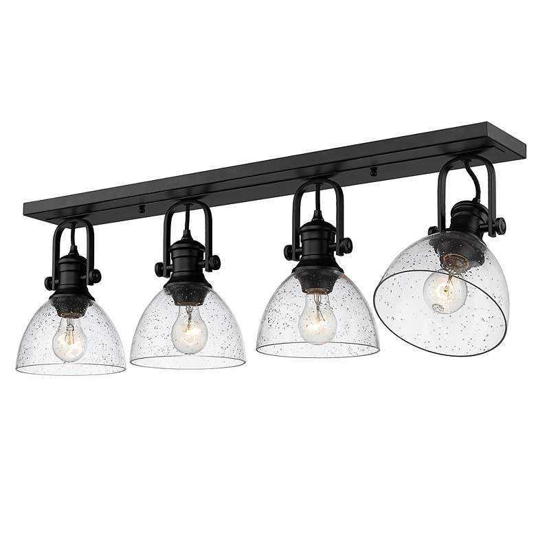 Image 6 Hines 34 1/2" Wide 4-Light Matte Black and Seeded Glass Bath Light more views