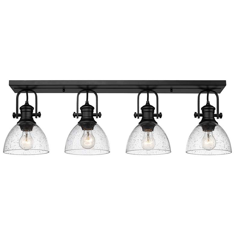 Image 1 Hines 34 1/2 inch Wide Matte Black 4-Light Semi-Flush With Seeded Glass
