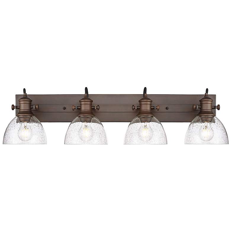 Image 1 Hines 34 1/2" Wide Rubbed Bronze 4-Light Vanity Bath Light