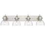 1_Hines 34 3/4" Wide Pewter 4-Light Bath Light w/ Seeded Glass