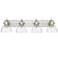 Hines 34 3/4" Wide Pewter 4-Light Bath Light w/ Seeded Glass