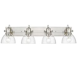 Hines 34 3/4" Wide Pewter 4-Light Bath Light w/ Seeded Glass