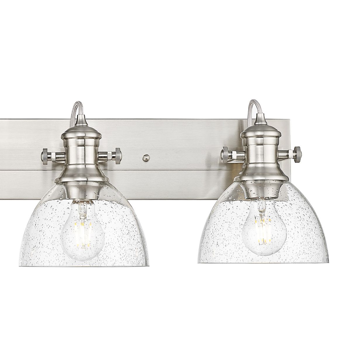 Image 2 Hines 34 3/4" Wide Pewter 4-Light Bath Light w/ Seeded Glass more views