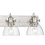 2_Hines 34 3/4" Wide Pewter 4-Light Bath Light w/ Seeded Glass more views