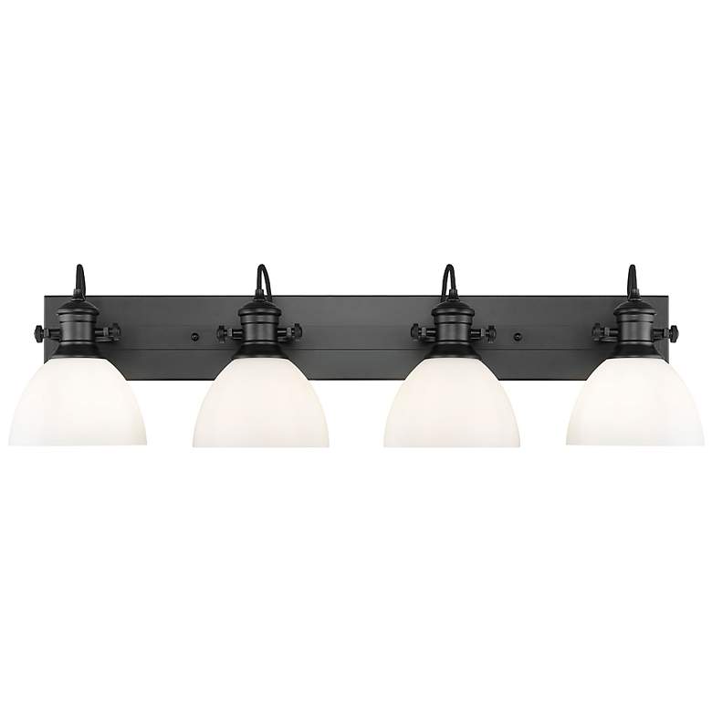 Image 1 Hines 4-Light Vanity Light in Matte Black with Opal Glass