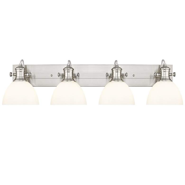 Image 1 Hines 4-Light Vanity Light in Pewter with Opal Glass