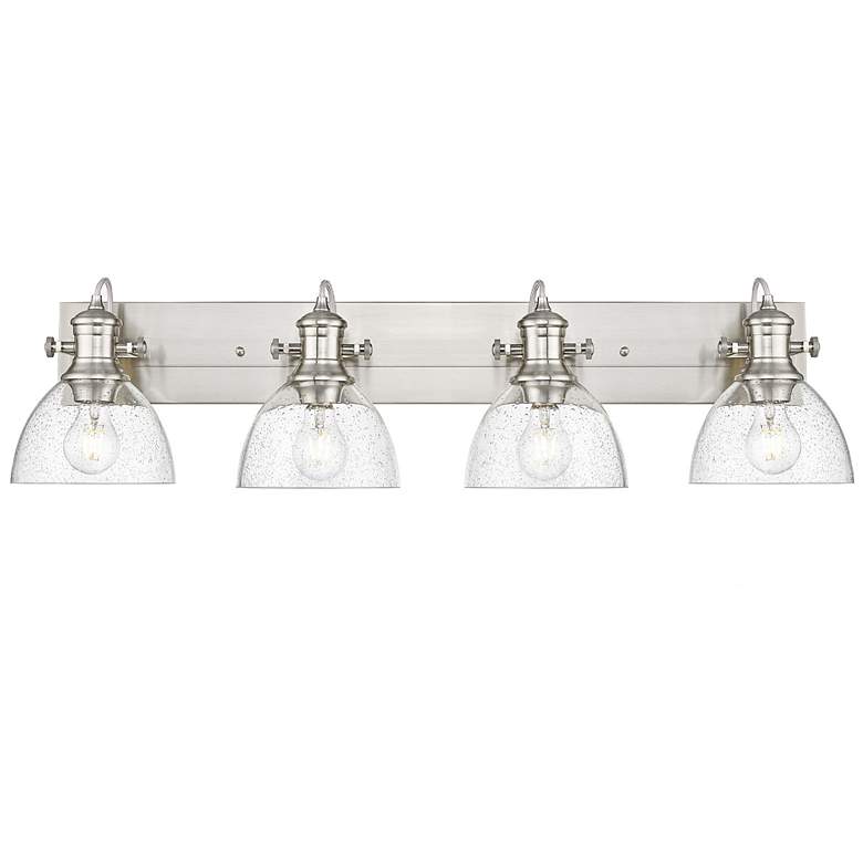 Image 1 Hines 4-Light Vanity Light in Pewter with Seeded Glass