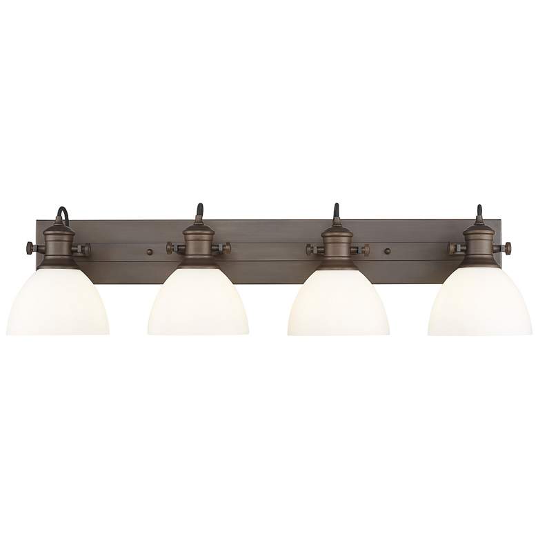 Image 1 Hines 4-Light Vanity Light in Rubbed Bronze with Opal Glass