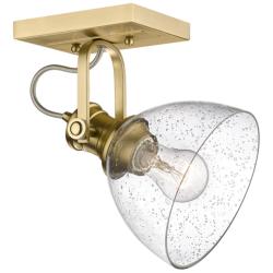 Hines 6 7/8&quot; Brushed Champagne Bronze 1-Light Semi-Flush With Seeded G