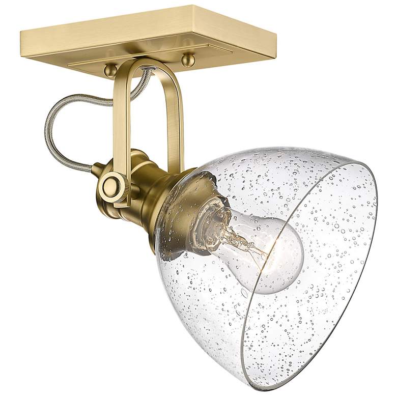 Image 1 Hines 6 7/8" Brushed Champagne Bronze 1-Light Semi-Flush With Seeded G
