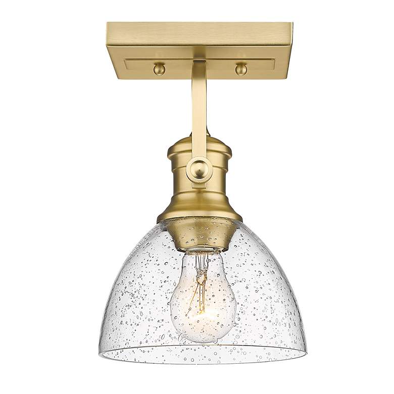 Image 2 Hines 6 7/8" Brushed Champagne Bronze 1-Light Semi-Flush With Seeded G more views