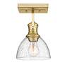 2_Hines 6 7/8" Brushed Champagne Bronze 1-Light Semi-Flush With Seeded G more views