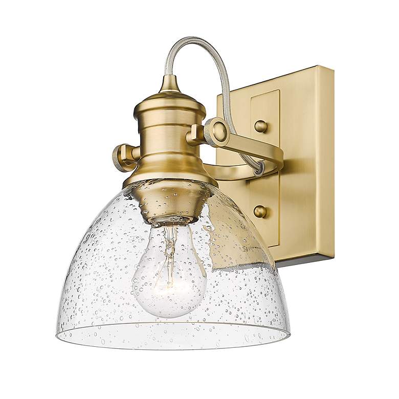 Image 3 Hines 6 7/8" Brushed Champagne Bronze 1-Light Semi-Flush With Seeded G more views