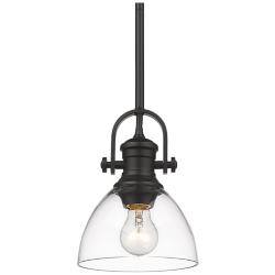 Hines 6 7/8&quot; Wide 1-Light Matte Black Mini Pendant With Clear Glass