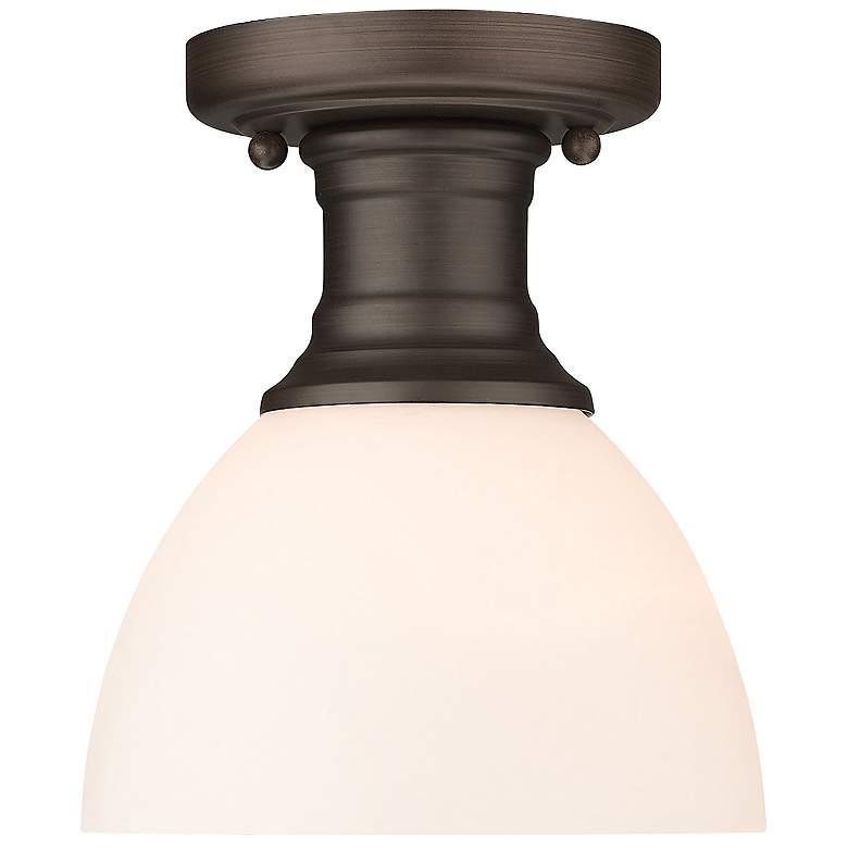 Image 5 Hines 6 7/8" Wide 1-Light Semi-Flush in Rubbed Bronze with Opal more views