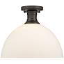 Hines 6 7/8" Wide 1-Light Semi-Flush in Rubbed Bronze with Seeded Glas