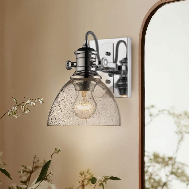 Image 1 Hines 6 7/8" Wide 1-Light Wall Sconce in Chrome with Seeded Glass