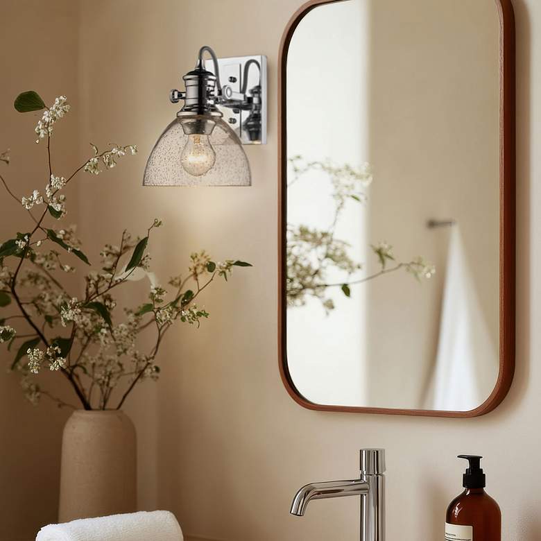 Image 3 Hines 6 7/8" Wide 1-Light Wall Sconce in Chrome with Seeded Glass more views