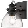 1_Hines 6 7/8" Wide 1-Light Wall Sconce in Matte Black with Seeded Glass