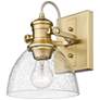 2_Hines 6 7/8" Wide Brushed Champagne Bronze Wall Sconce with Seeded Gla
