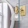 1_Hines 6 7/8" Wide Brushed Champagne Bronze Wall Sconce with Seeded Gla