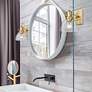 3_Hines 6 7/8" Wide Brushed Champagne Bronze Wall Sconce with Seeded Gla more views