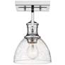 Hines 6 7/8" Wide Chrome 1-Light Semi-Flush With Seeded Glass