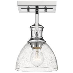 Hines 6 7/8&quot; Wide Chrome 1-Light Semi-Flush With Seeded Glass