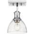 Hines 6 7/8" Wide Chrome 1-Light Semi-Flush With Seeded Glass
