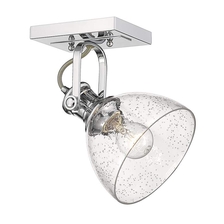 Image 2 Hines 6 7/8" Wide Chrome 1-Light Semi-Flush With Seeded Glass more views