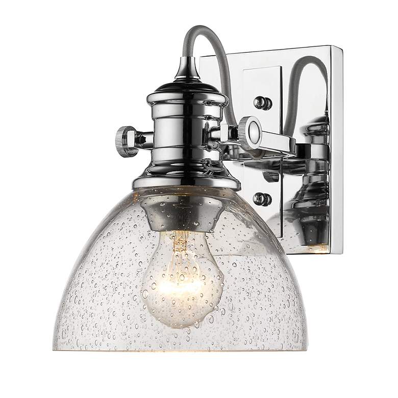 Image 3 Hines 6 7/8" Wide Chrome 1-Light Semi-Flush With Seeded Glass more views